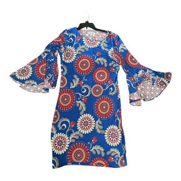 Shelby & Palmer Bell Sleeve Shift Dress – Size 16 – Vibrant Print - Picture 5 of 9